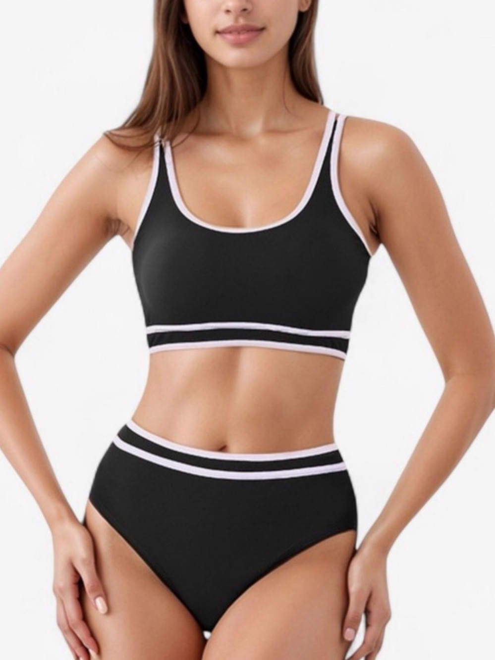 Amazon Black Bikini Set with White Trim